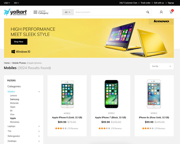 Electronics multi-vendor website design