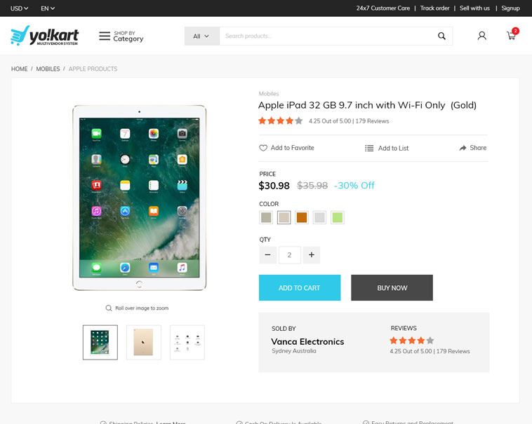 Electronics marketplace custom design