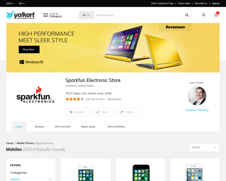 Electronics website custom design