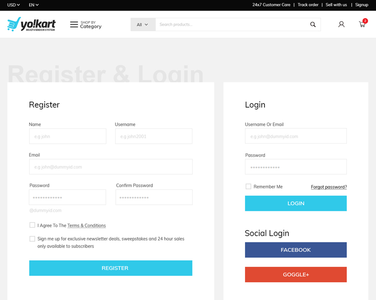 Electronics multi-vendor website design