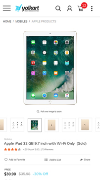 Electronics marketplace mobile design