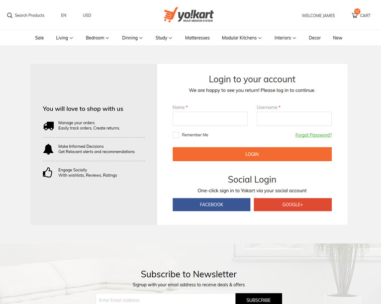 Furniture website custom design