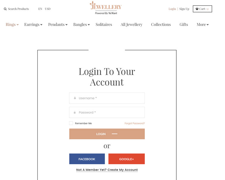 Jewelry website custom design