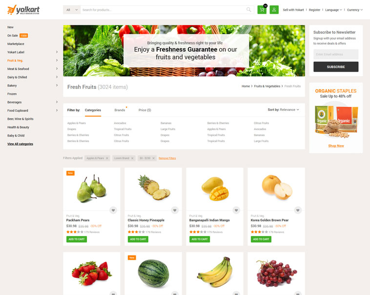 Grocery marketplace custom design