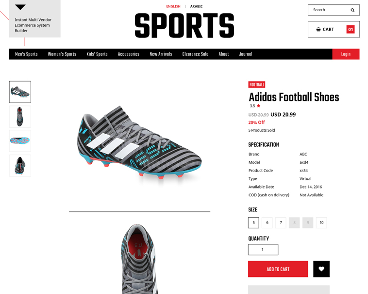 Sports multi-vendor website