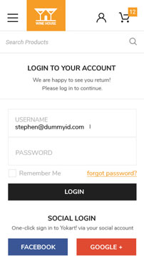 Wine website mobile design